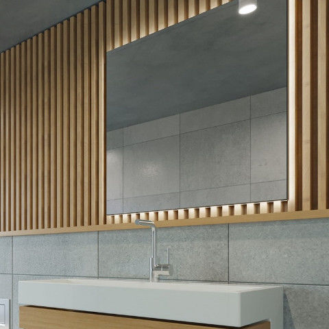 Plata de aluminio espejo decorativo de vidrio de baño flotante de biselado de lámina de espejo antiguo