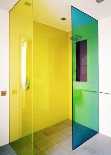 Construcción de vidrio templado teñido de color azul marrón verde rosa, etc.