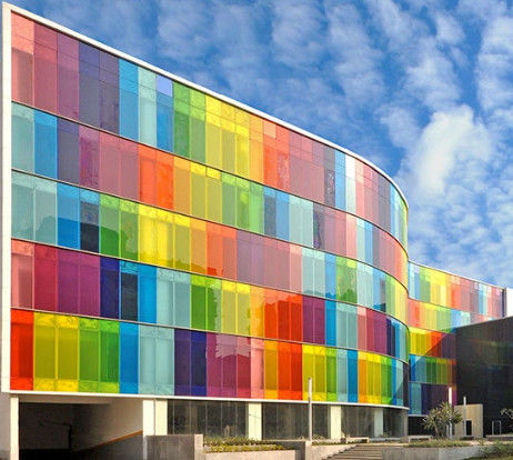 Construcción de vidrio templado teñido de color azul marrón verde rosa, etc.